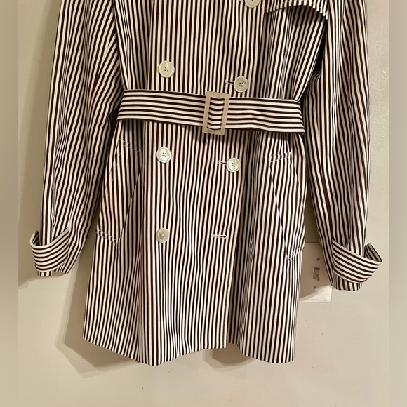 Lauren Ralph Lauren Women's Double Breasted Trench Coat Striped Coat Large - Picture 4 of 15